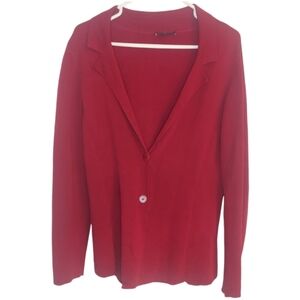 Eileen Fisher Silk/Cotton Sweater-Jacket VGUC Size L Red